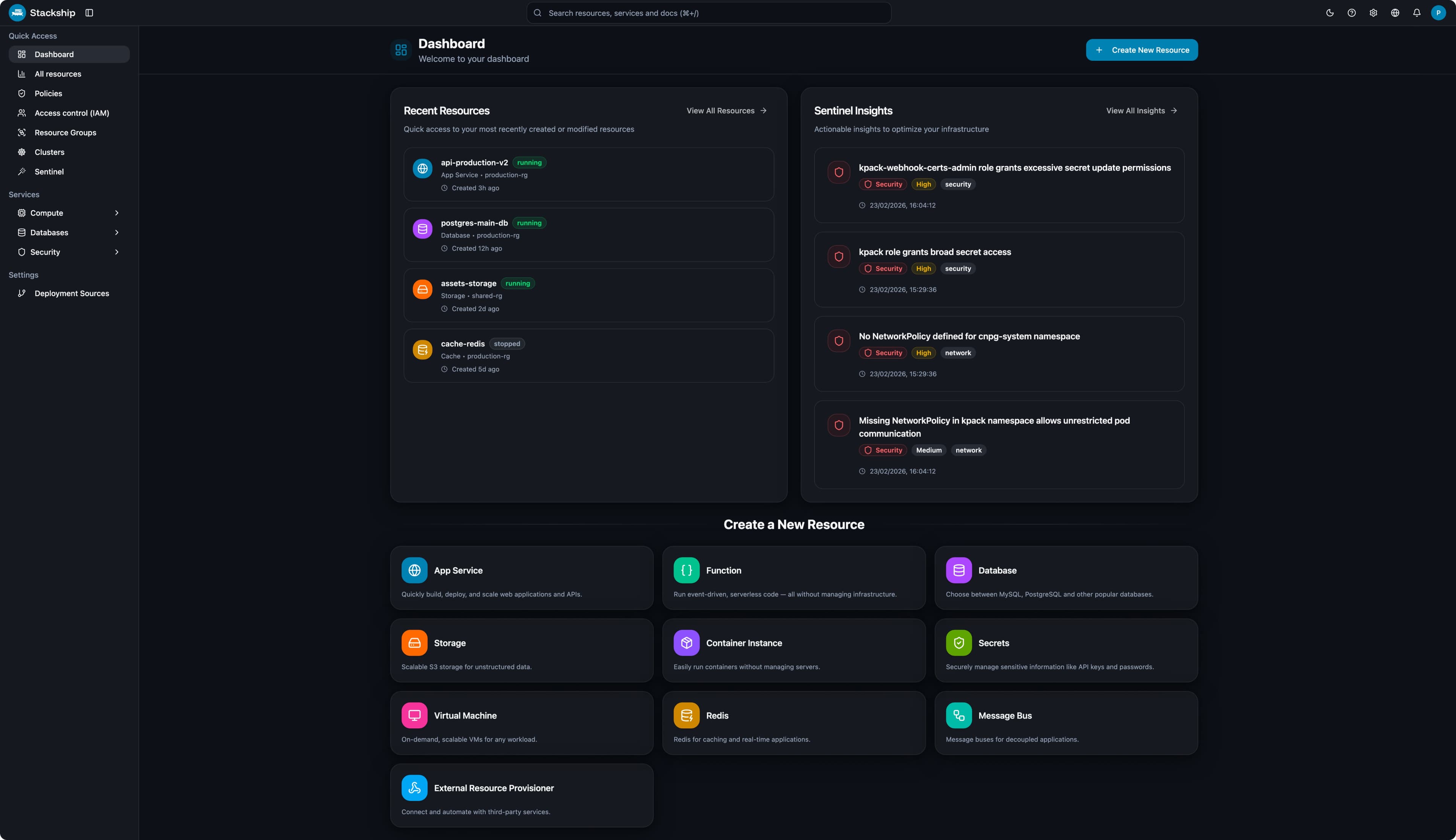 Stackship portal screenshot